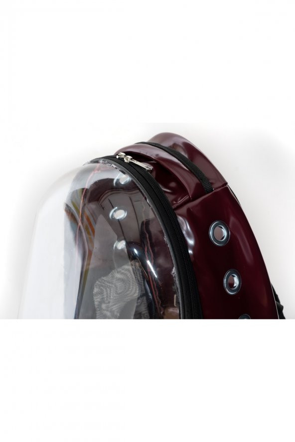 Şeffaf Astronot Kedi Köpek Taşıma Çantası 42x22x33 Cm Lugan BORDO - 6