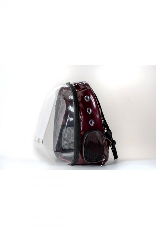 Şeffaf Astronot Kedi Köpek Taşıma Çantası 42x22x33 Cm Lugan BORDO - 8