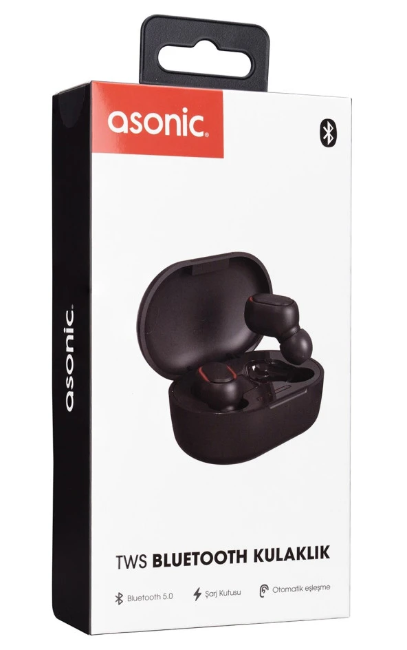Asonic AS-TWS7S Siyah Mobil Telefon Uyumlu Bluetooth TWS AirPods Mikrofonlu Kulaklık - 4