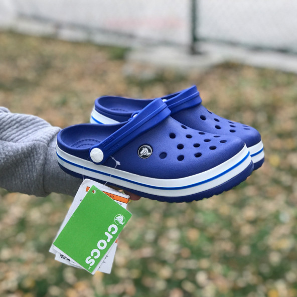 Navy blue 2024 and white crocs