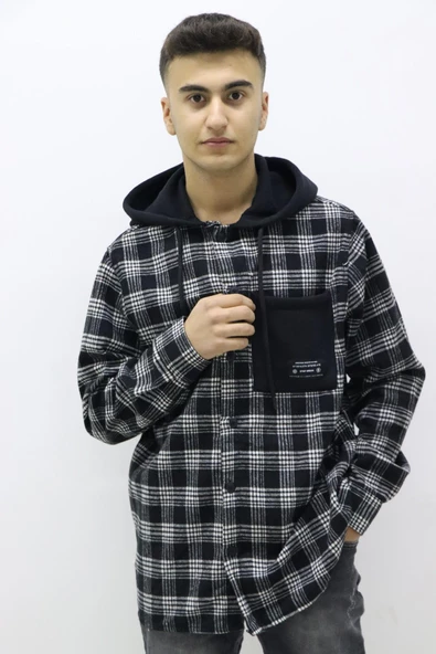 Hnc&Man 19-3714  Erkek Siyah Oversize Gömlek