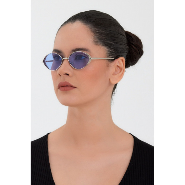 Modalucci Unisex Gümüş Mavi Güneş Gözlüğü JUNO - 3