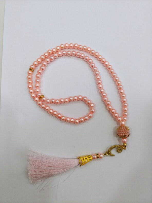 HEDİYELİK KUTULU SECCADE LÜKS OSMANLI İPEK-PEMBE-İNCİ 99 TESBİHLİ - 4