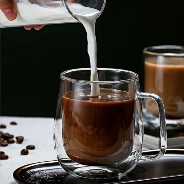 Çift Cidar Cam Kulplu 250 ml Bardak 2 Adet - 2