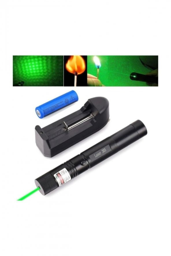 Green Laser Pointer Şarjlı Güçlü Yeşil Lazer Metal Kasa