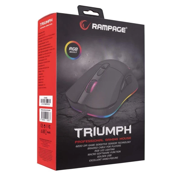 Rampage Smx-R65 Trıumph Rgb Işıklı 12400 Dpı Gaming Oyuncu Mouse - 6