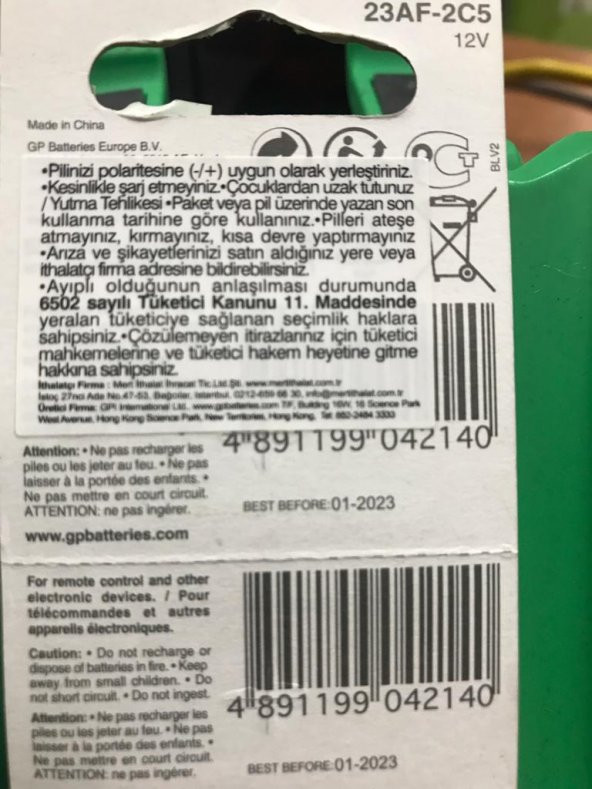 12 V 23a Alkaline Pil- Özel Pil - 5