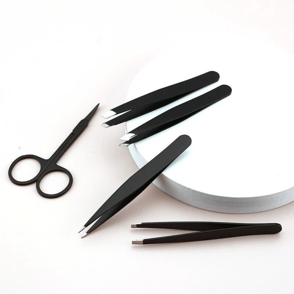 Valkyrie 5 Adet Profesyonel Paslanmaz Çelik Deri Çantalı Cımbız Seti - 3