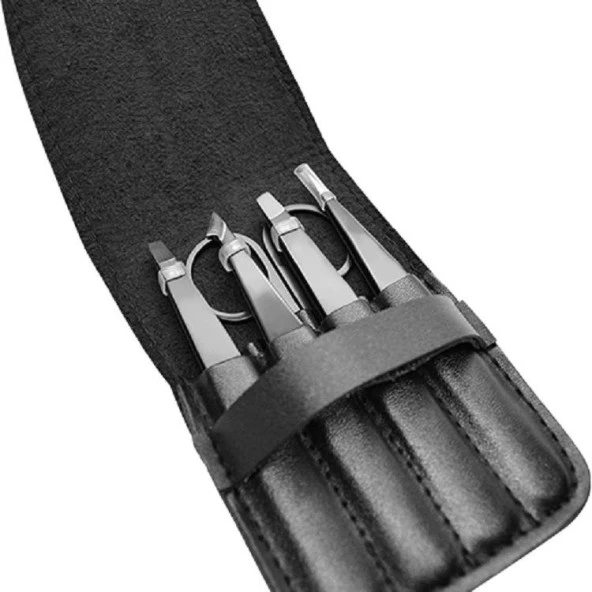 Valkyrie 5 Adet Profesyonel Paslanmaz Çelik Deri Çantalı Cımbız Seti - 7