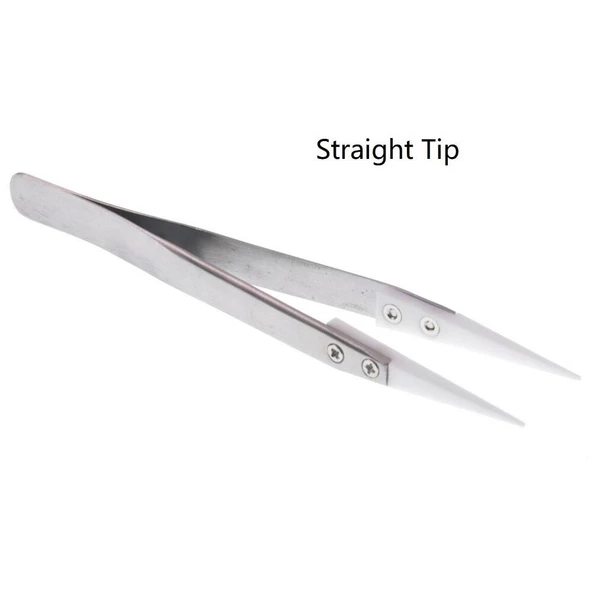 Valkyrie 3 Adet Paslanmaz Çelik Seramik Uçlu Isıya Dayanıklı Antistatik Cımbız Seti - 3