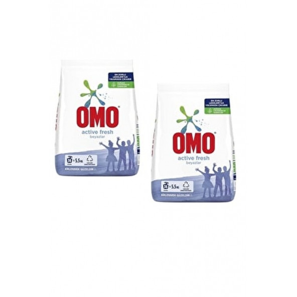 Omo Active Fresh Beyazlar İçin Toz Çamaşır Deterjanı 5.5 kg 2 Adet