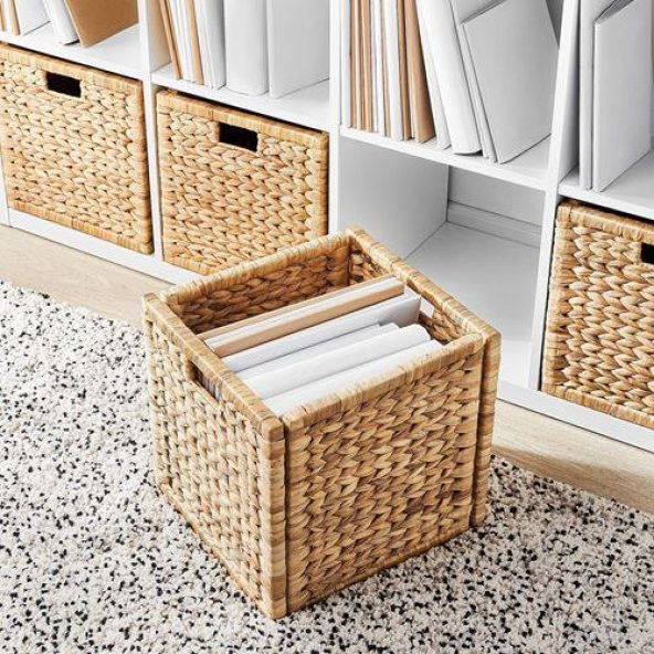 Doğal Sepet, Su Sümbülü MeridyenDukkan 32x34x32 cm Rattan Düzenleme Sepet-Kutu El Örgüsü - Resim 5