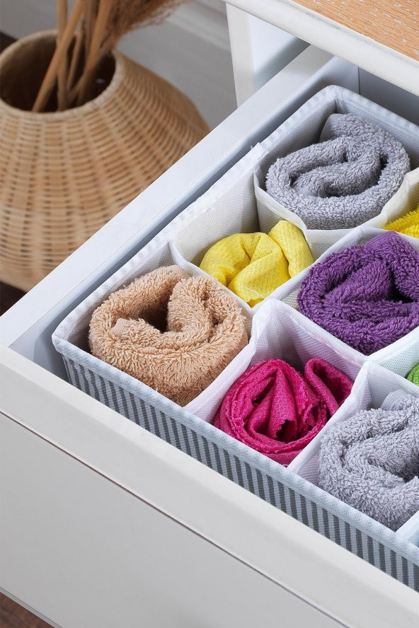 3 Adet | Home 12 Bölmeli Çekmece İçi Düzenleyici | Organizer Beyaz/Gri - 2