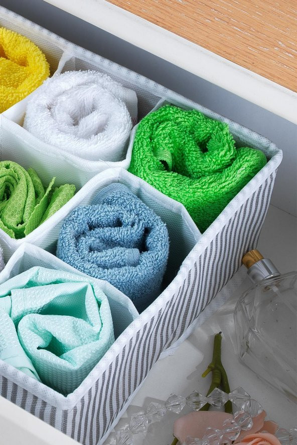 3 Adet | Home 12 Bölmeli Çekmece İçi Düzenleyici | Organizer Beyaz/Gri - 3