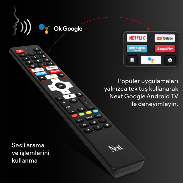 Next YE-58020GFSG5 58" 147 Ekran Uydu Alıcılı 4K Ultra HD Google Android LED TV - 8