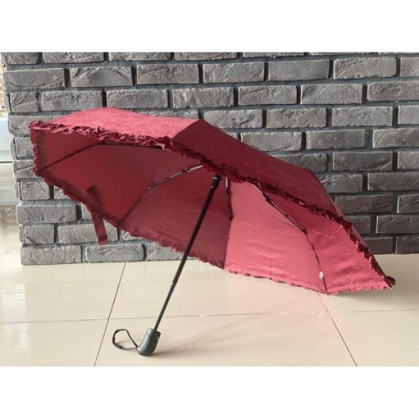 Bordo Marlux Otomatik Rüzgara Karşı Dayanıklı Fiber Gövdeli Şemsiye - 3
