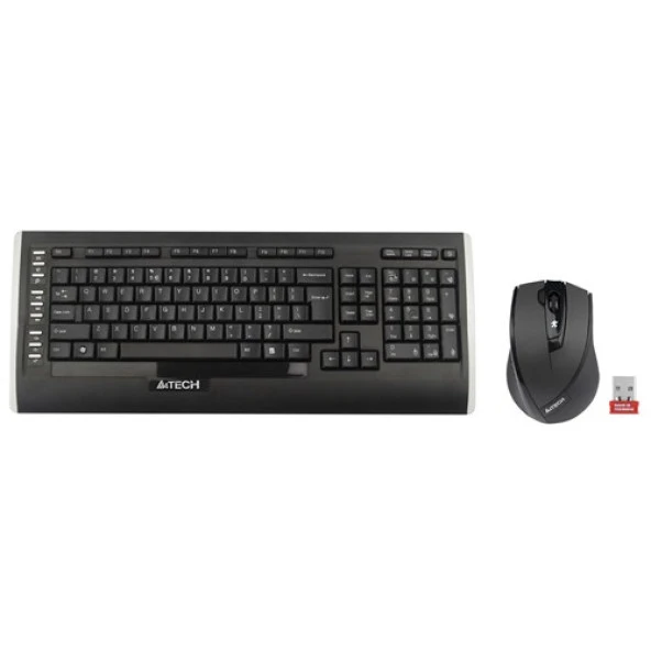A4 Tech Siyah Q TR Kablosuz Multimedya Klavye ve Mouse Set - Resim 2