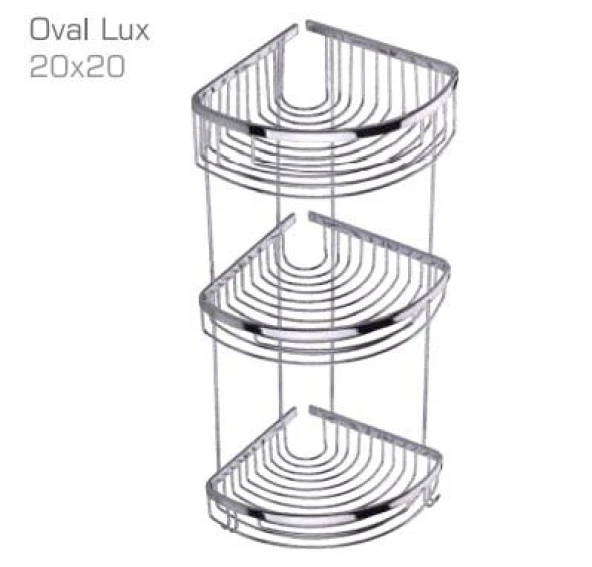 Duxxa 3 Lü Köşe Raf Krom Oval 20X20 cm (A.513)