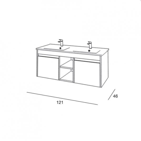 Denko Twin 120 cm MDF UD Banyo Dolabı Alt Modül ve Lavabo - 3
