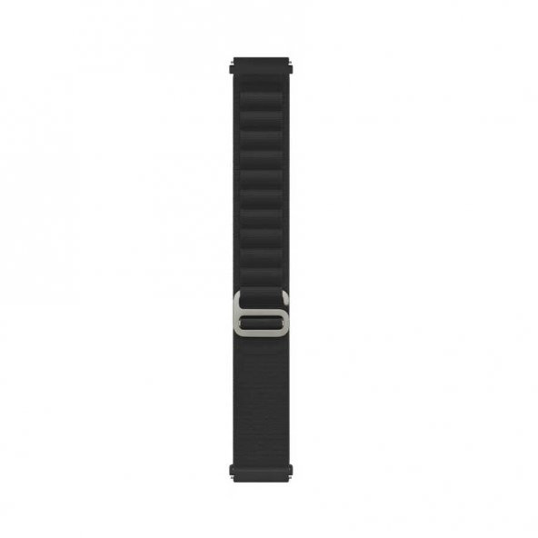 KNY Samsung Galaxy Watch 4 44 MM (20MM) İçin Kumaş Desenli Naylon Kayış-Kordon KRD-74 Siyah