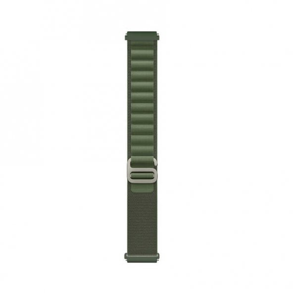 KNY Samsung Galaxy Watch Active 2 40 MM (20MM) İçin Kumaş Desenli Naylon Kayış-Kordon KRD-74 Yeşil