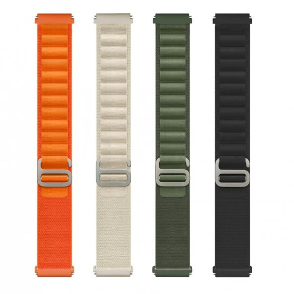 KNY Samsung Galaxy Gear S2 (20MM) İçin Kumaş Desenli Naylon Kayış-Kordon KRD-74 Turuncu - 3