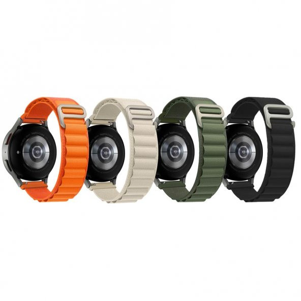 KNY Samsung Galaxy Gear S2 (20MM) İçin Kumaş Desenli Naylon Kayış-Kordon KRD-74 Turuncu - 4
