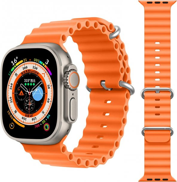 KNY Apple Watch 38 MM İçin KRD-75 Renkli Silikon Kayış-Kordon Turuncu