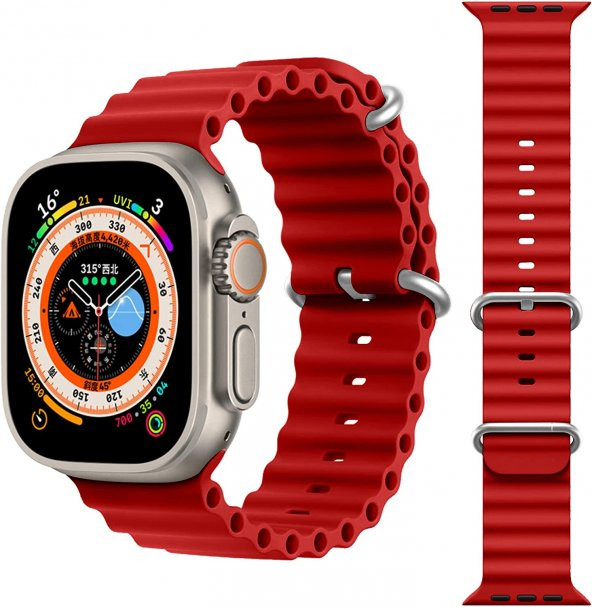 KNY Apple Watch 38 MM İçin KRD-75 Renkli Silikon Kayış-Kordon Kırmızı