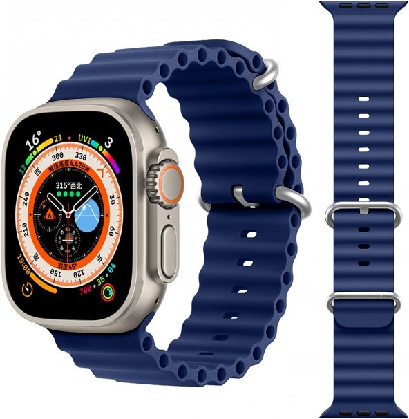 KNY Apple Watch 38 MM İçin KRD-75 Renkli Silikon Kayış-Kordon Lacivert