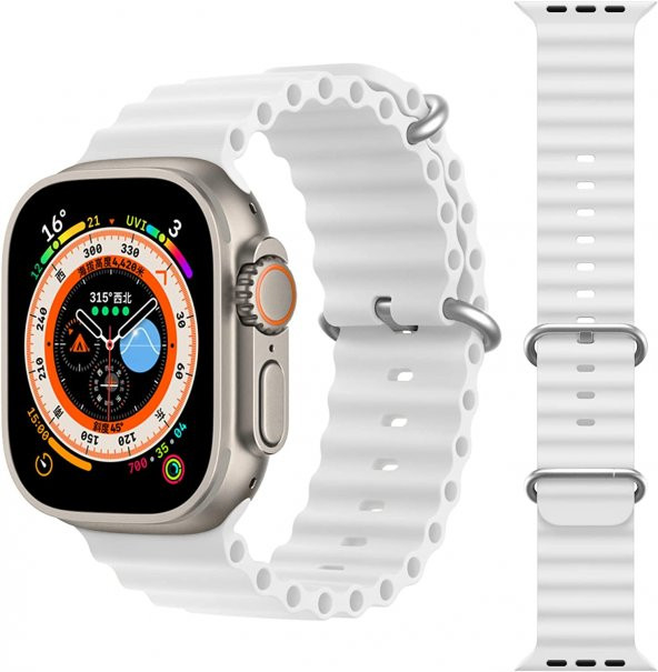 KNY Apple Watch 38 MM İçin KRD-75 Renkli Silikon Kayış-Kordon Beyaz