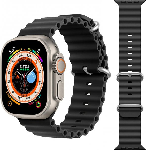 KNY Apple Watch 38 MM İçin KRD-75 Renkli Silikon Kayış-Kordon Siyah