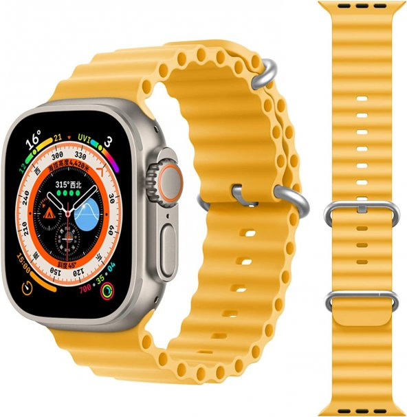 KNY Apple Watch 38 MM İçin KRD-75 Renkli Silikon Kayış-Kordon Sarı