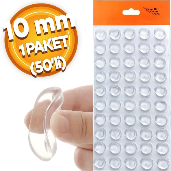 Yapışkanlı Cam Tutucu Şeffaf 10 mm 50Li Mobilya Raf Ses Tutucu ürün görseli