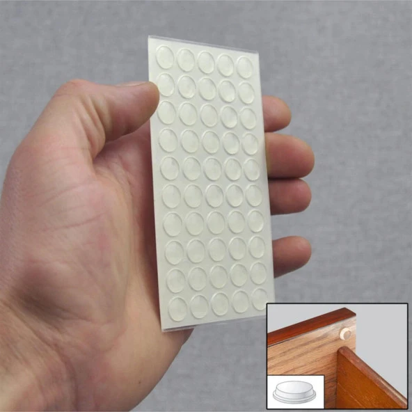 Yapışkanlı Cam Tutucu Şeffaf 10 mm 50Li Mobilya Raf Ses Tutucu - Resim 2