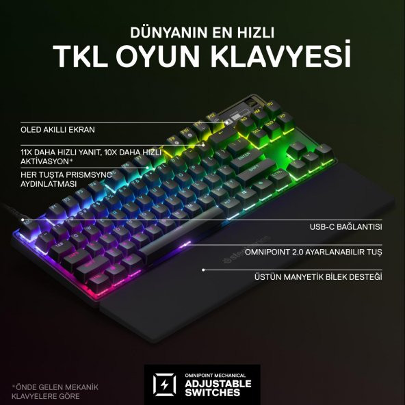 Steelseries Apex Pro Tkl Mekanik Oyun Klavyesi (2023) - İngilizce Q - 2