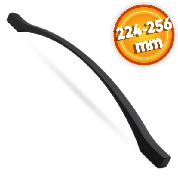 Kartaca Mobilya Çekmece Mutfak Dolap Dolabı Kapak Kulpu Kulbu 224-256 Mm Mat Siyah Metal Kulpları