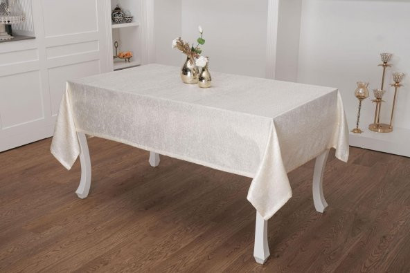 Finezza Kristal Jakar Süet Kumaş Krem Masa Örtüsü  Dikdörtgen 140x200 cm - 1310