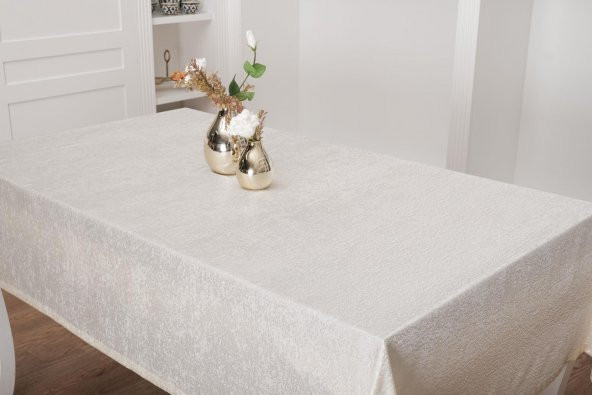 Finezza Kristal Jakar Süet Kumaş Krem Masa Örtüsü  Dikdörtgen 140x200 cm - 1310 - Resim 2