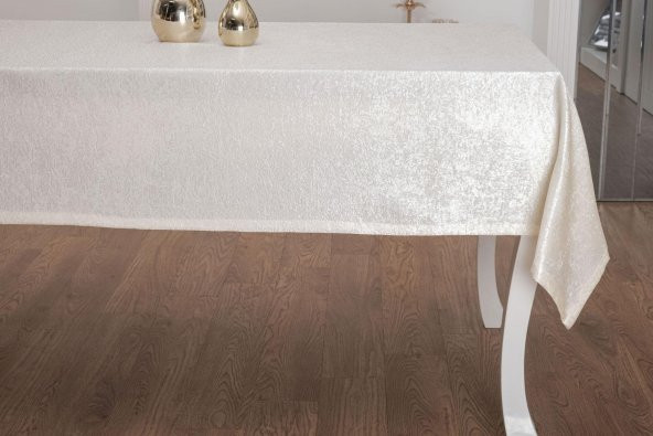 Finezza Kristal Jakar Süet Kumaş Krem Masa Örtüsü  Dikdörtgen 140x200 cm - 1310 - Resim 4