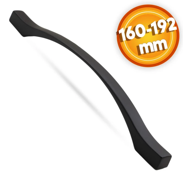 Kartaca Mobilya Çekmece Mutfak Dolap Dolabı Kapak Kulpu Kulbu 160-192 Mm Mat Siyah Metal Kulpları