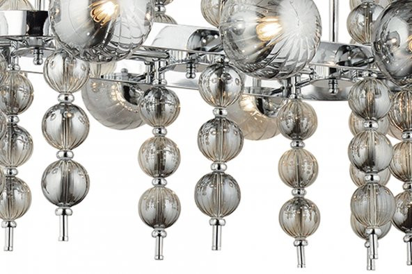 LampaLuce Regina Modern Salon Avizesi Yemek Masası Üzeri 10lu Krom 70x100cm - 3