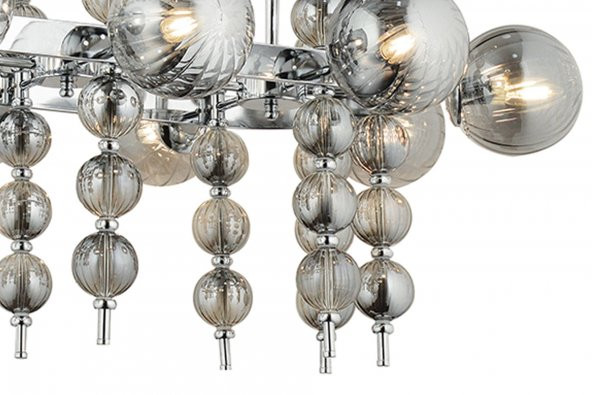 LampaLuce Regina Modern Salon Avizesi Yemek Masası Üzeri 10lu Krom 70x100cm - 4
