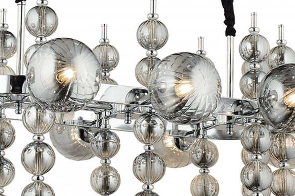 LampaLuce Regina Modern Salon Avizesi Yemek Masası Üzeri 10lu Krom 70x100cm - 5