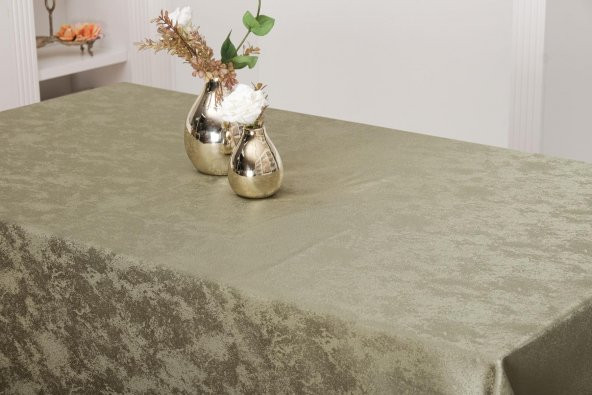 Finezza Kristal Jakar Süet Kumaş Haki Masa Örtüsü Dikdörtgen 140x200 cm - 1311 - 2