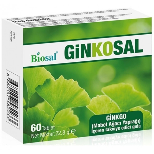 Ginkgo Biloba 80 mg 60 Tablet Mabet Ağacı Ginko Biloba Leaf Extract Takviye Edici Gıda ( Biosal Ginkosal )