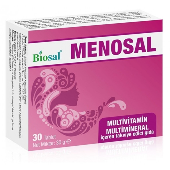 Menopoz Dönemi Multivitamin Multimineral Complex 30 Tablet Takviye Edici Gıda ( Menosal Biosal )