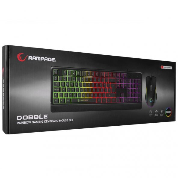 Rampage Km-99 Dobble Rainbow Backlight Klavye Mouse Seti 7d Makro Tuşlu 6400dpi - 6