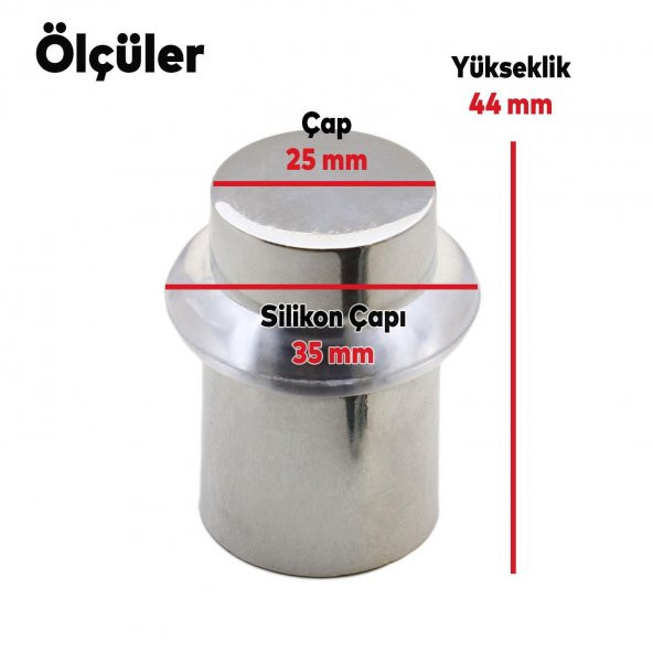 Şeffaf Silikon Contalı Kapı Stoperi Tamponu Vidalı Metal Kapı Stopu Sessiz Stop - 3