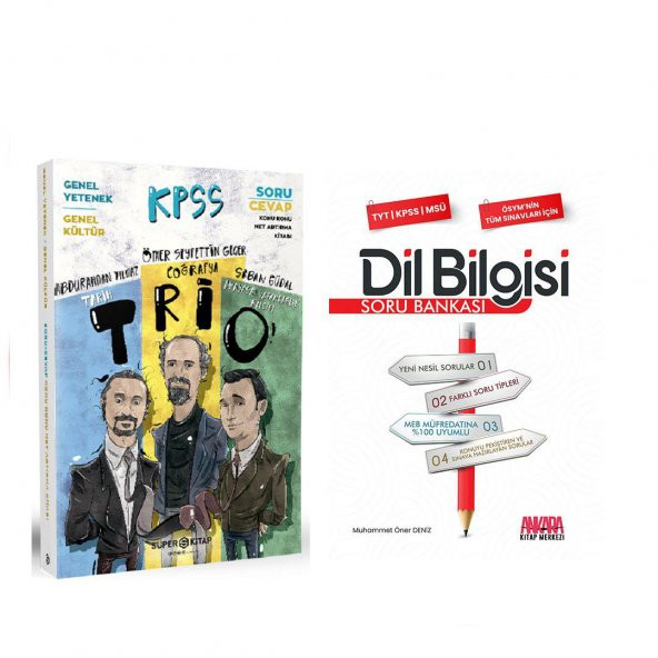 Süper Kitap KPSS Trio GY GK Soru Cevap ve AKM Dil Bilgisi Soru Bankası Seti 2 Kitap